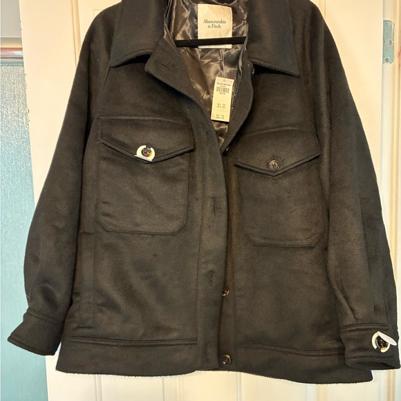 Abercrombie & Fitch Black Utility Jacket Wool Blend New with Tags - Picture 8 of 10